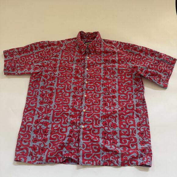 Phil Edwards by Reyn Spooner Hawaiian Shirt Mens Large Tribal Floral EUC - Picture 1 of 10